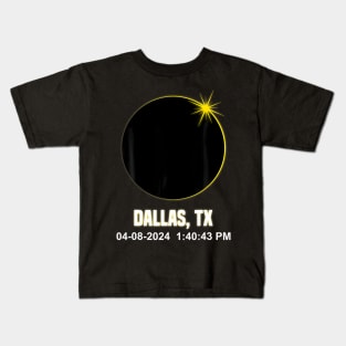 Total Solar Eclipse Dallas 2024 Time Texas Eclipse Kids T-Shirt